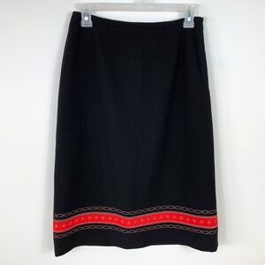 Ann Taylor Black Skirt with Red Border 2P Lined